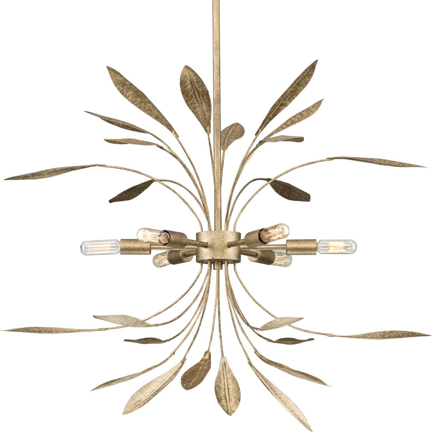 Mariposa Six Light Pendant in Antique Gold