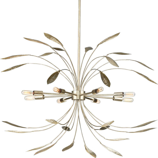 Mariposa Eight Light Pendant in Gilded Silver