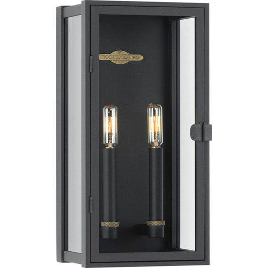 Stature Two Light Wall Lantern in Textured Black
