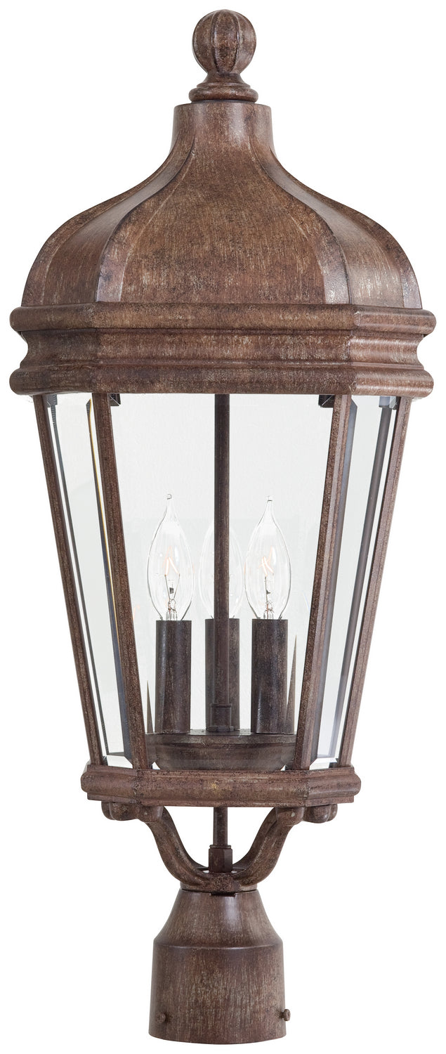 Harrison Three Light Post Mount in Vintage Rust