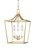 Southold Three Light Mini Lantern in Burnished Brass