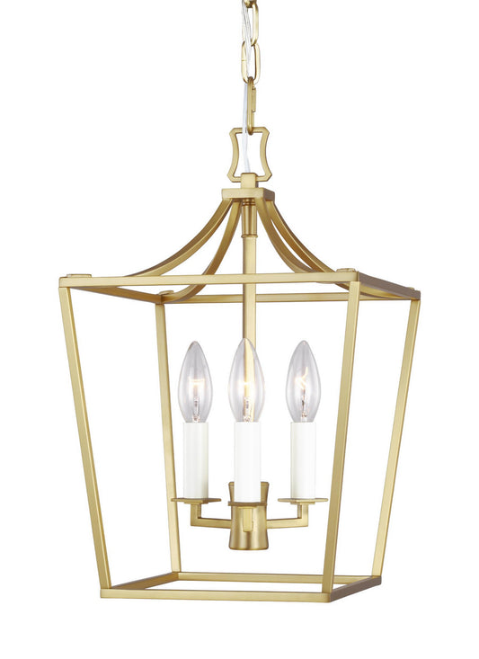 Southold Three Light Mini Lantern in Burnished Brass