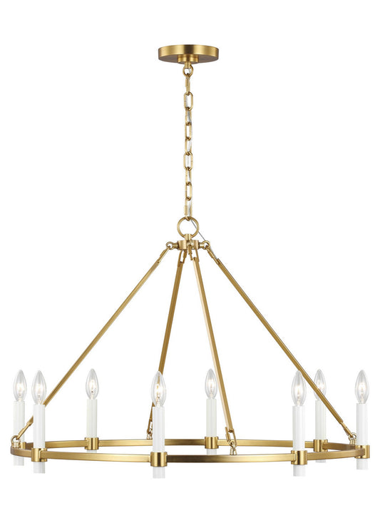Marston Eight Light Chandelier in Burnished Brass
