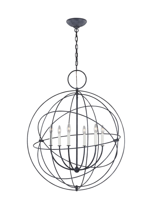 Bayberry Six Light Pendant in Weathered Galvanized