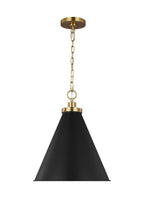 Wellfleet One Light Pendant in Midnight Black and Burnished Brass
