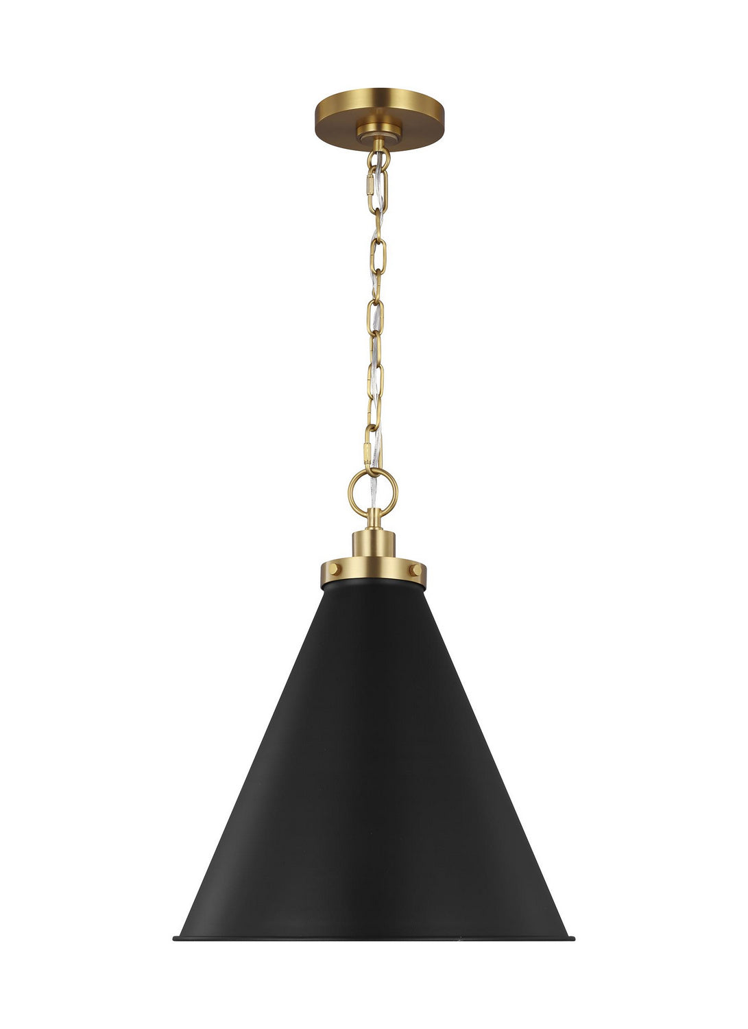 Wellfleet One Light Pendant in Midnight Black and Burnished Brass