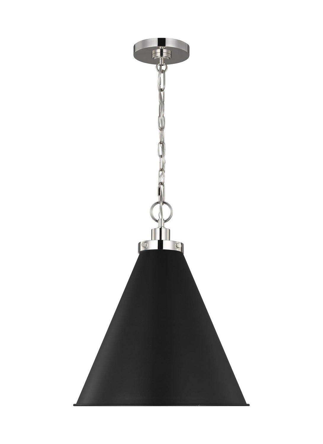 Wellfleet One Light Pendant in Midnight Black and Polished Nickel