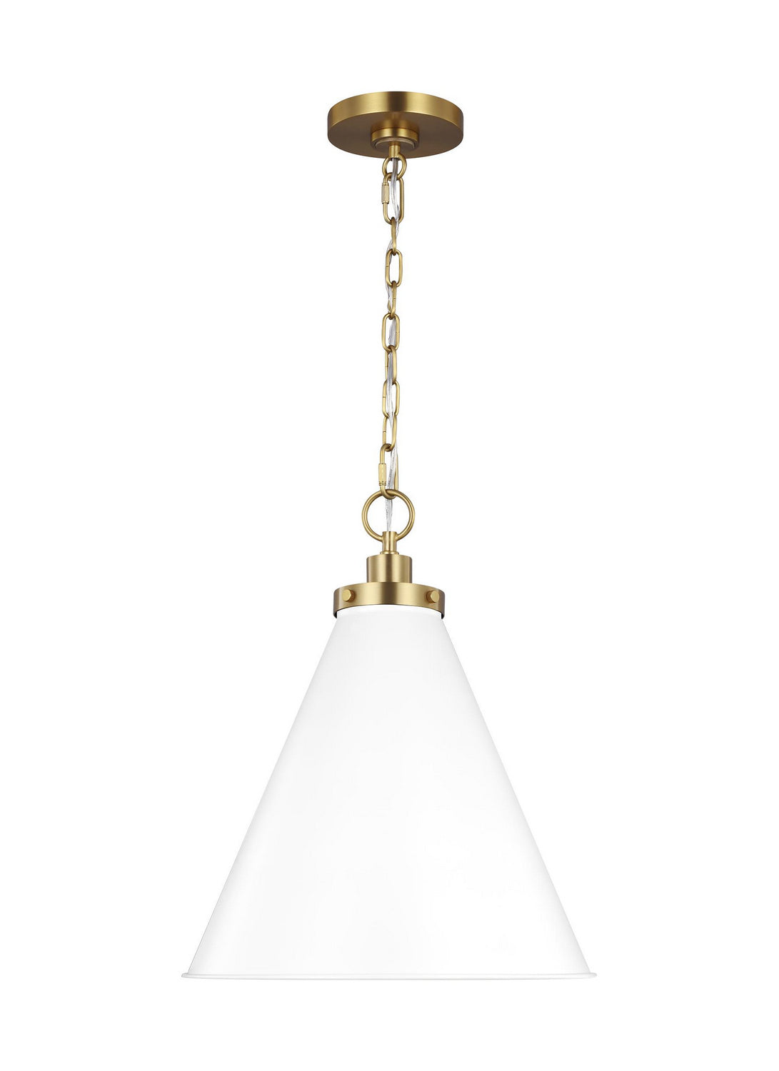 Wellfleet One Light Pendant in Matte White and Burnished Brass