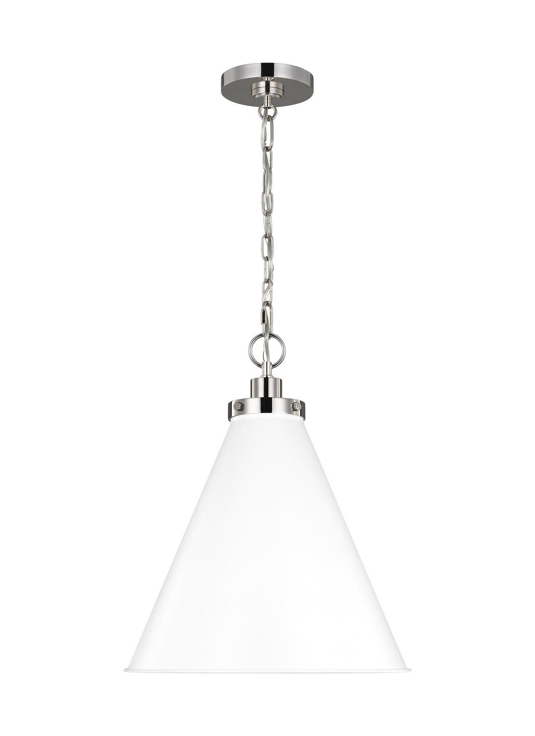 Wellfleet One Light Pendant in Matte White and Polished Nickel