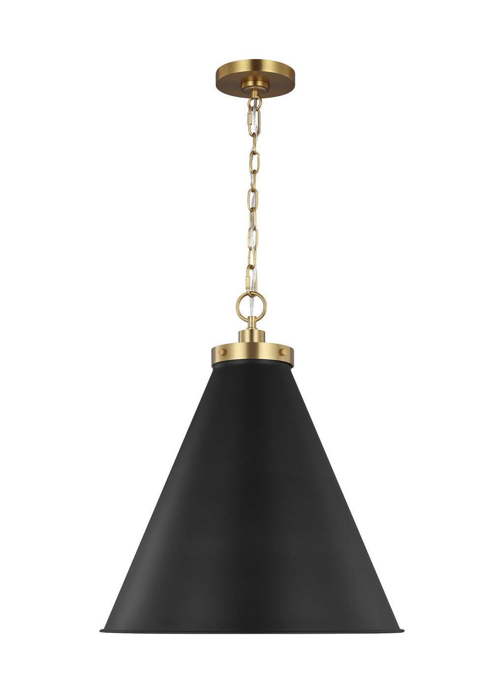 Wellfleet One Light Pendant in Midnight Black and Burnished Brass