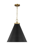 Wellfleet One Light Pendant in Midnight Black and Burnished Brass