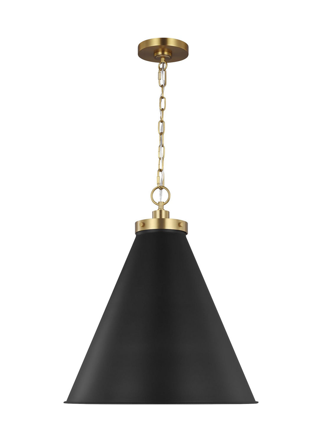 Wellfleet One Light Pendant in Midnight Black and Burnished Brass