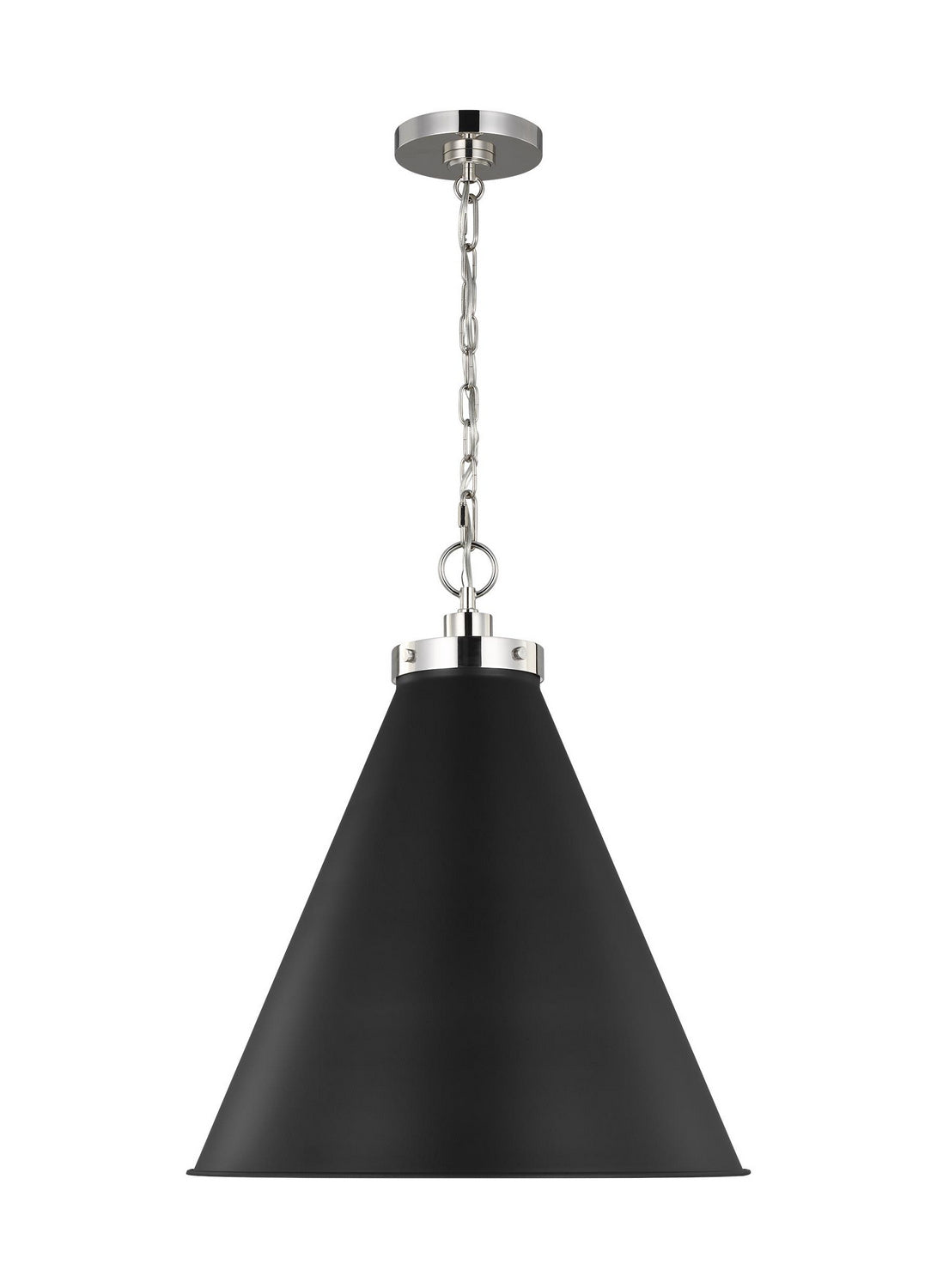 Wellfleet One Light Pendant in Midnight Black and Polished Nickel