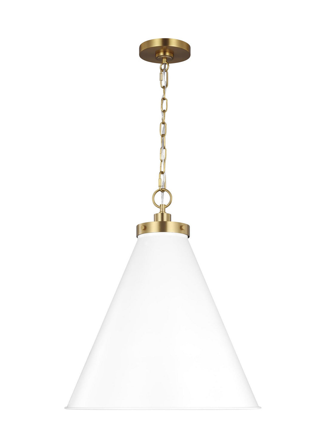 Wellfleet One Light Pendant in Matte White and Burnished Brass