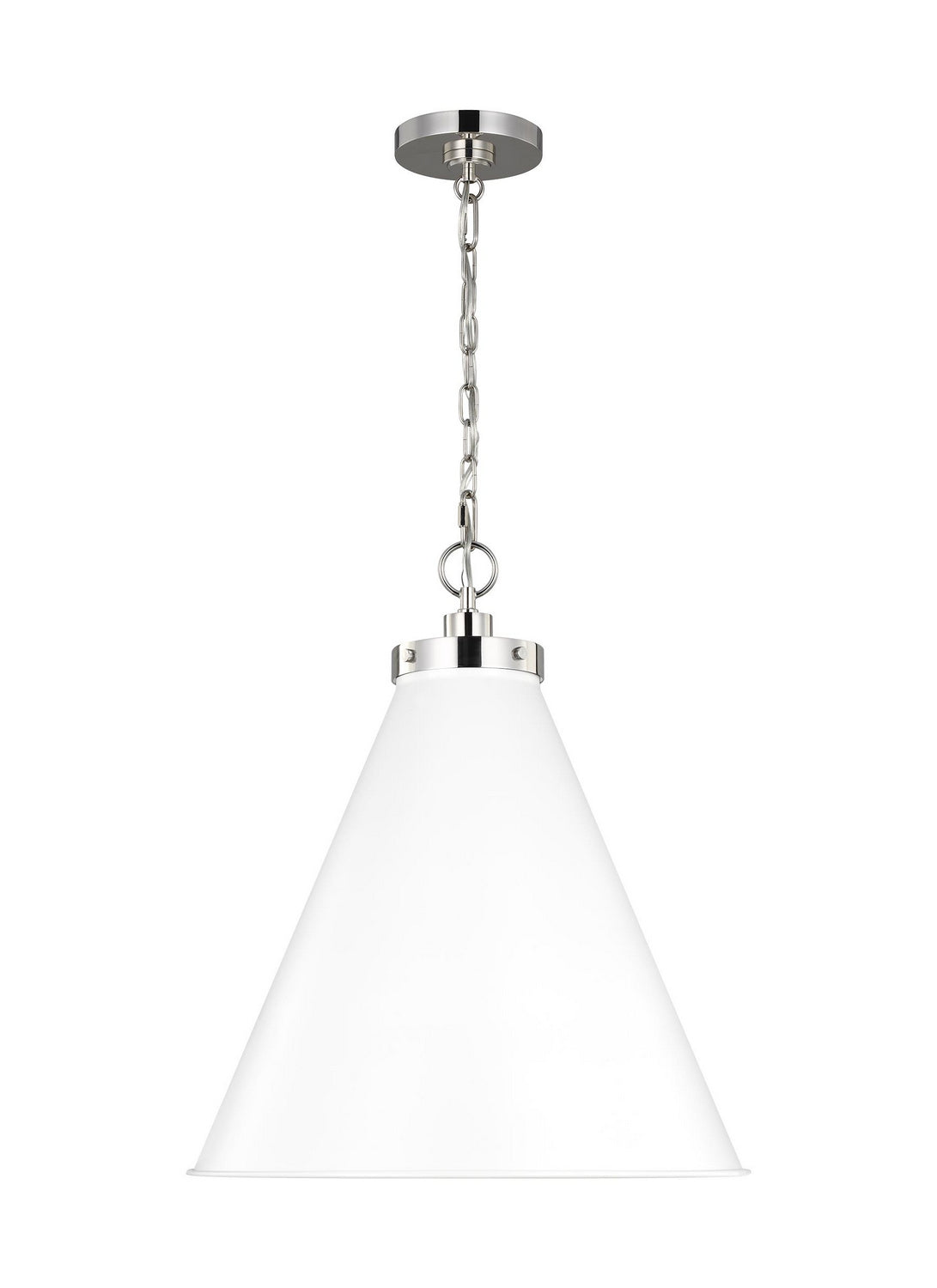 Wellfleet One Light Pendant in Matte White and Polished Nickel