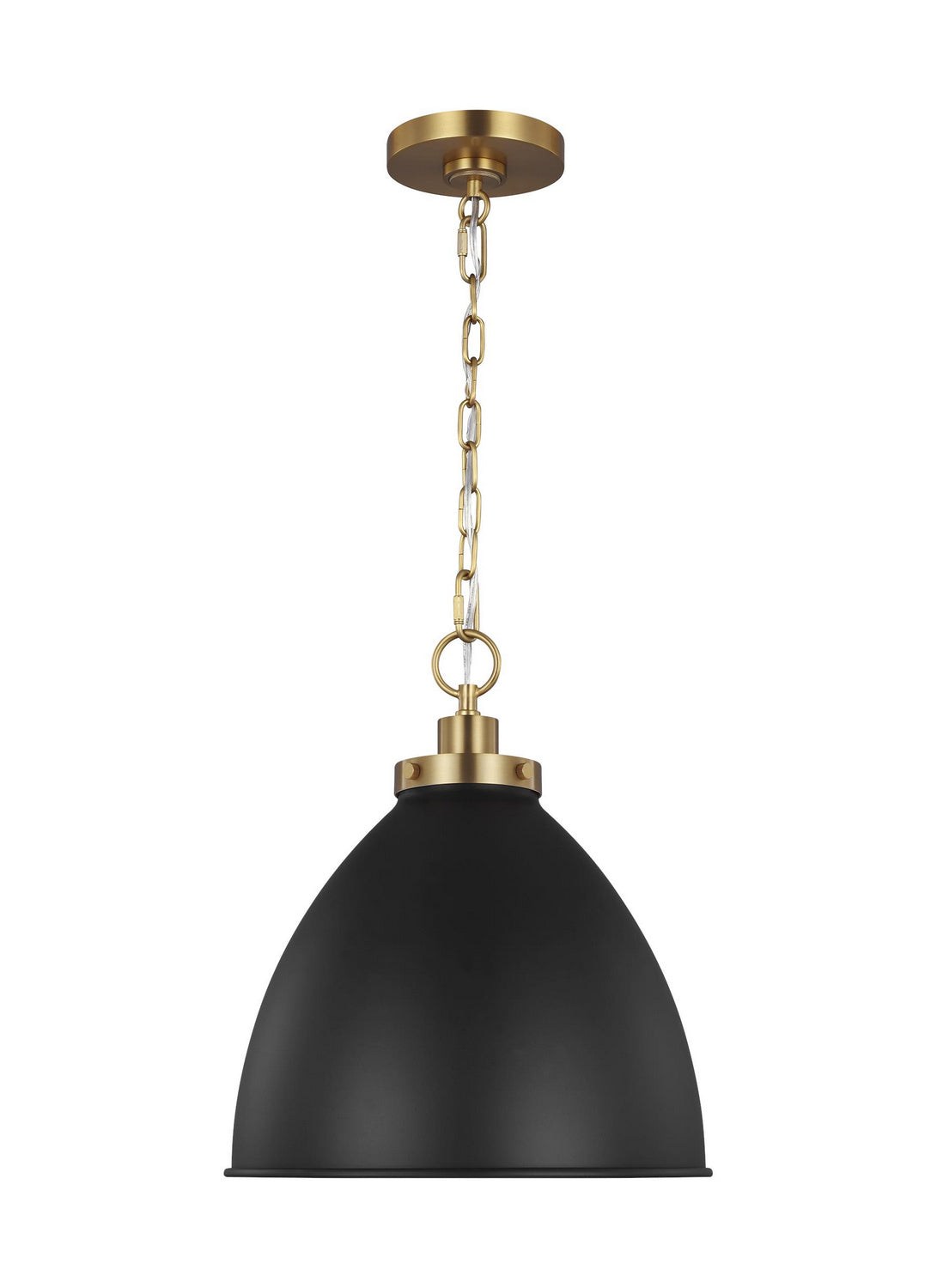 Wellfleet One Light Pendant in Midnight Black and Burnished Brass