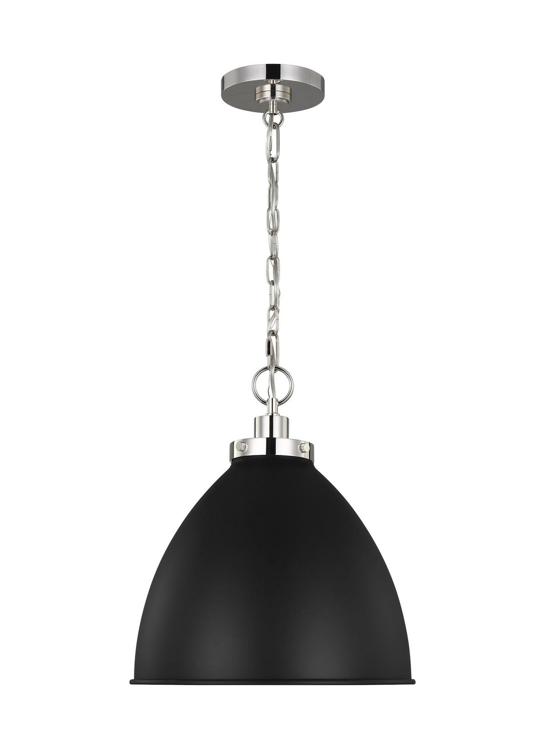 Wellfleet One Light Pendant in Midnight Black and Polished Nickel
