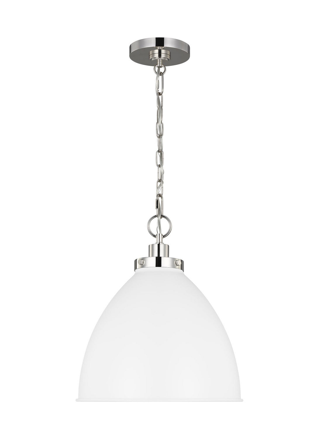 Wellfleet One Light Pendant in Matte White and Polished Nickel