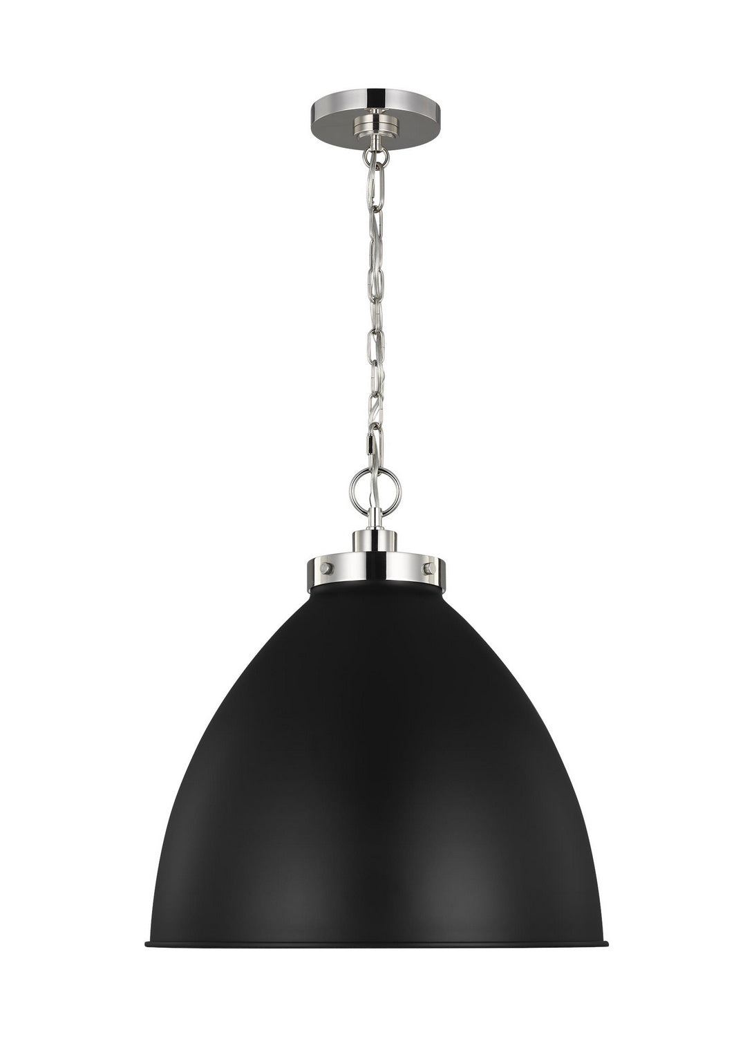 Wellfleet One Light Pendant in Midnight Black and Polished Nickel