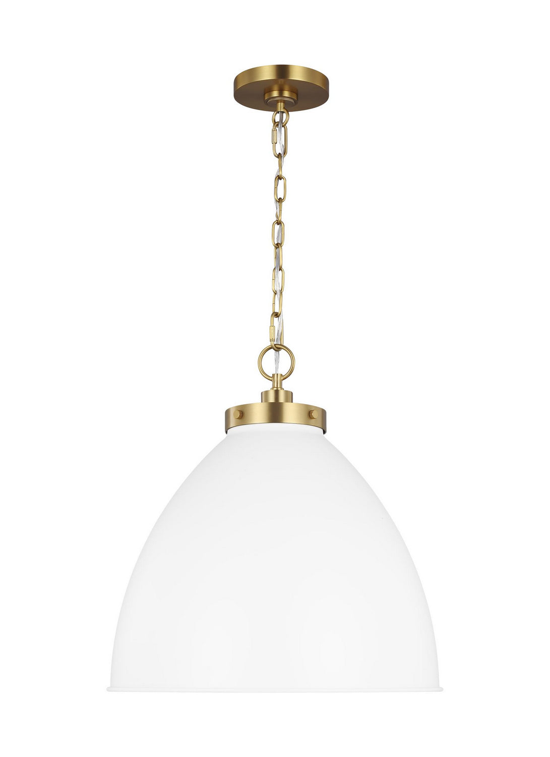 Wellfleet One Light Pendant in Matte White and Burnished Brass
