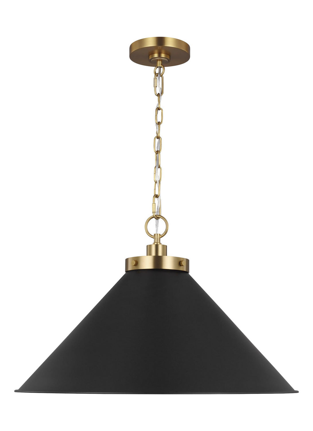 Wellfleet One Light Pendant in Midnight Black and Burnished Brass