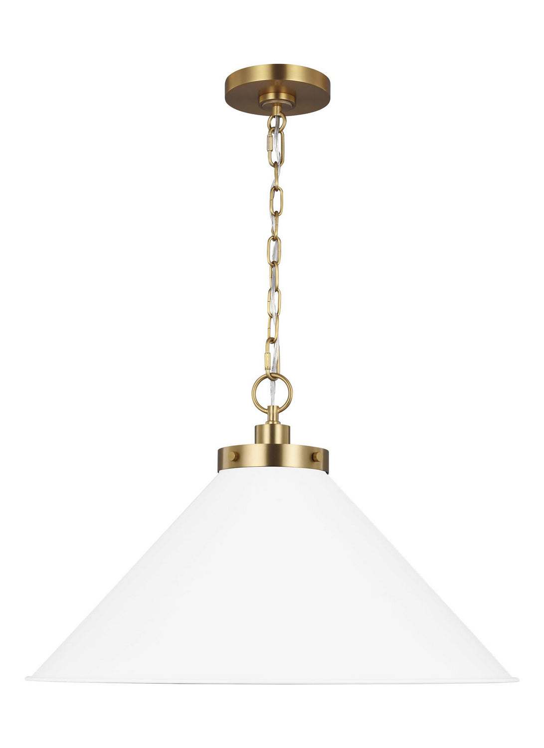 Wellfleet One Light Pendant in Matte White and Burnished Brass