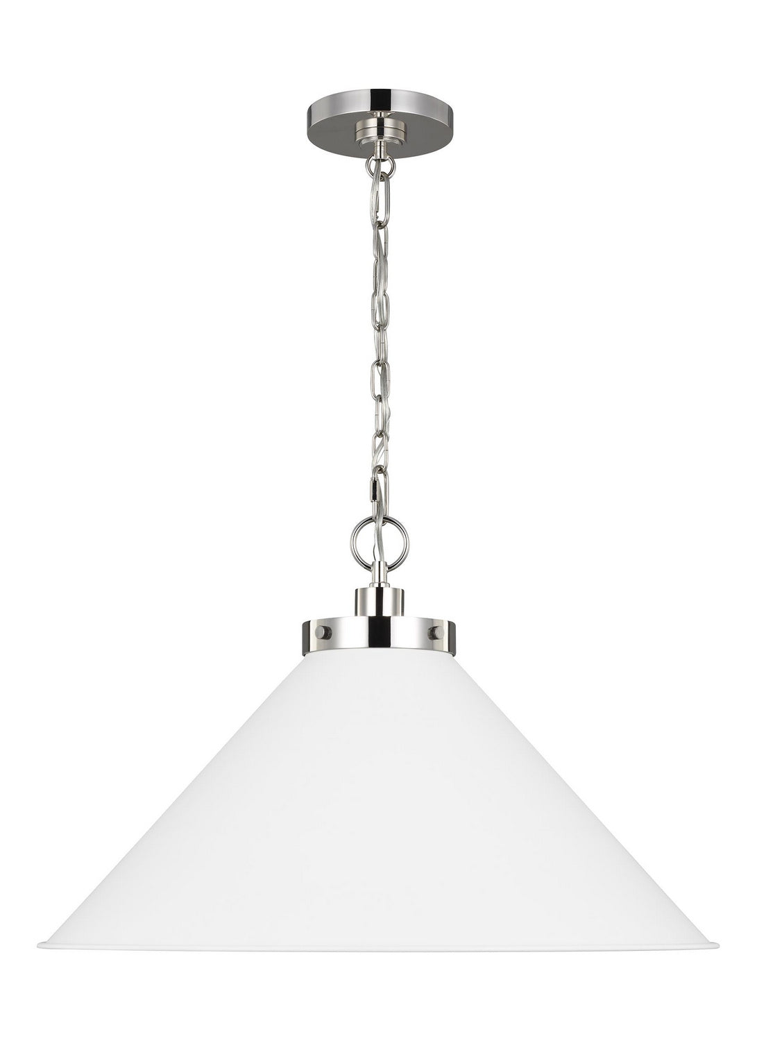 Wellfleet One Light Pendant in Matte White and Polished Nickel