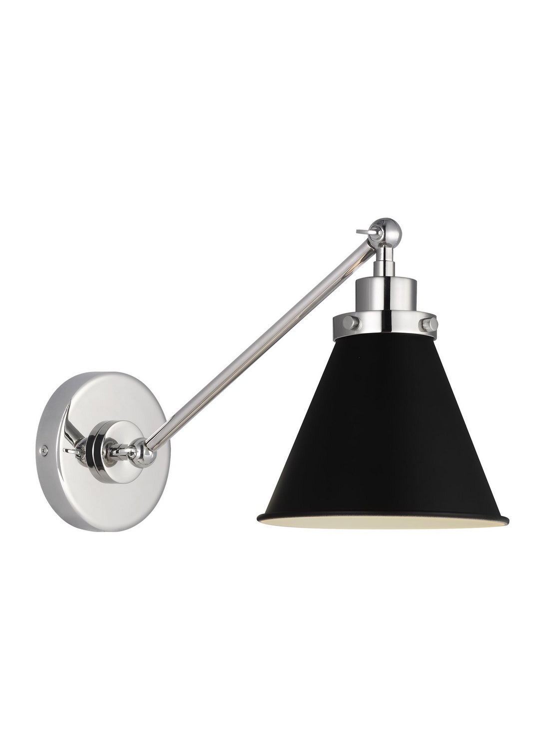 Wellfleet One Light Wall Sconce in Midnight Black and Polished Nickel