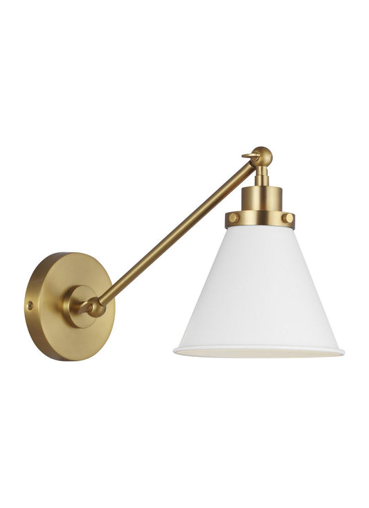 Wellfleet One Light Wall Sconce in Matte White and Burnished Brass