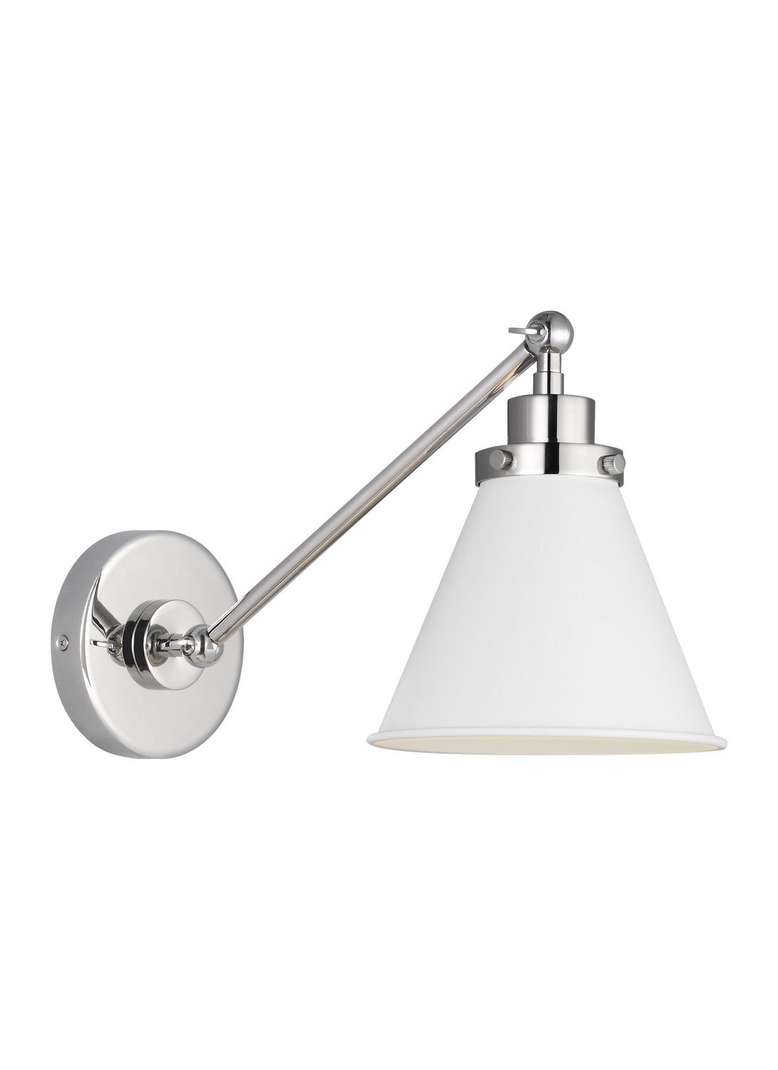 Wellfleet One Light Wall Sconce in Matte White and Polished Nickel