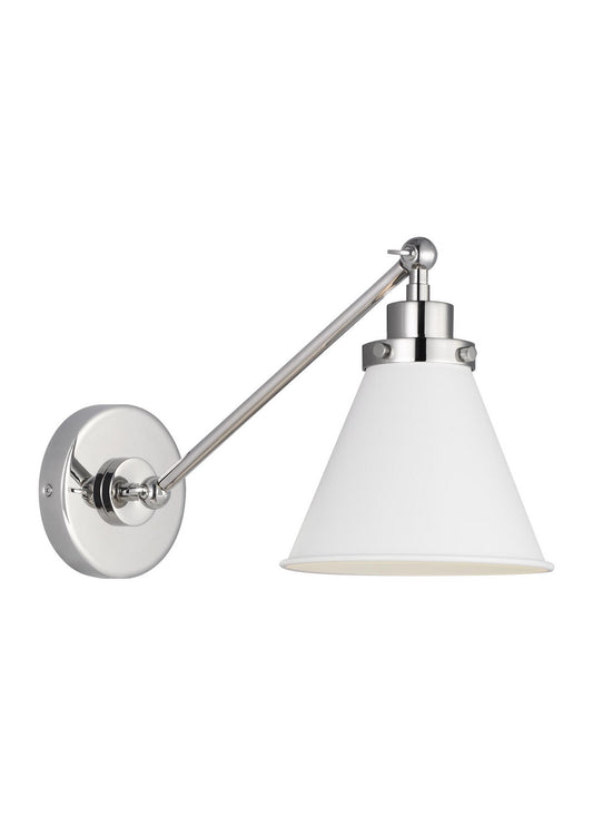 Wellfleet One Light Wall Sconce in Matte White and Polished Nickel