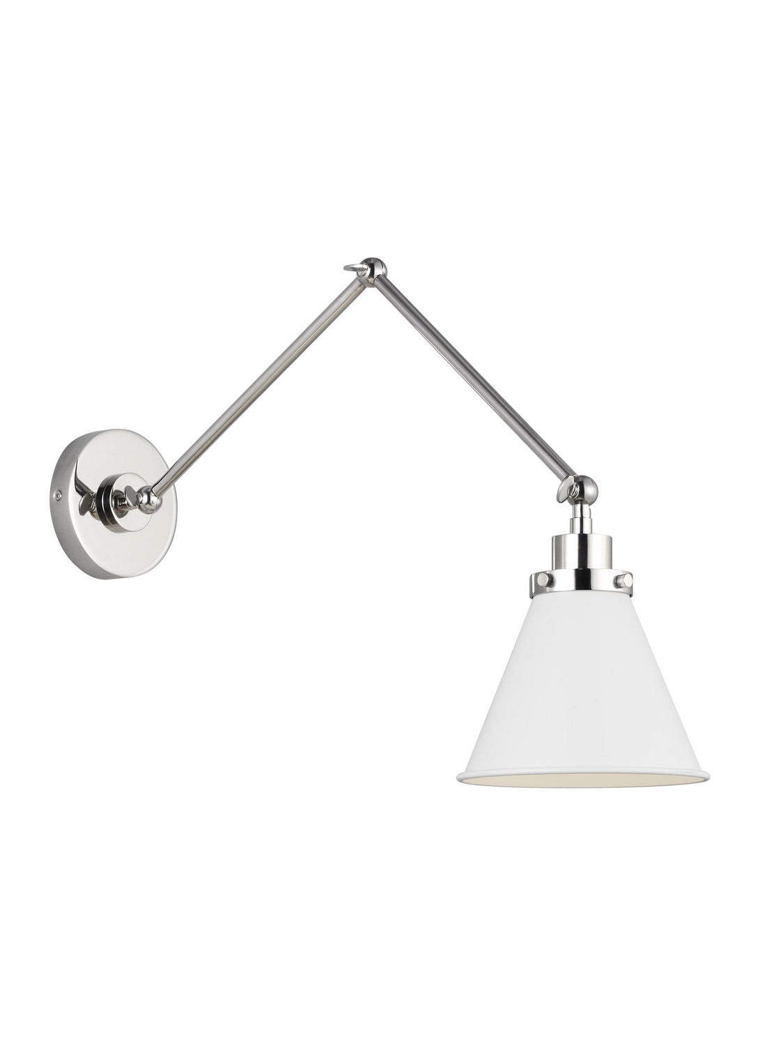 Wellfleet One Light Wall Sconce in Matte White and Polished Nickel