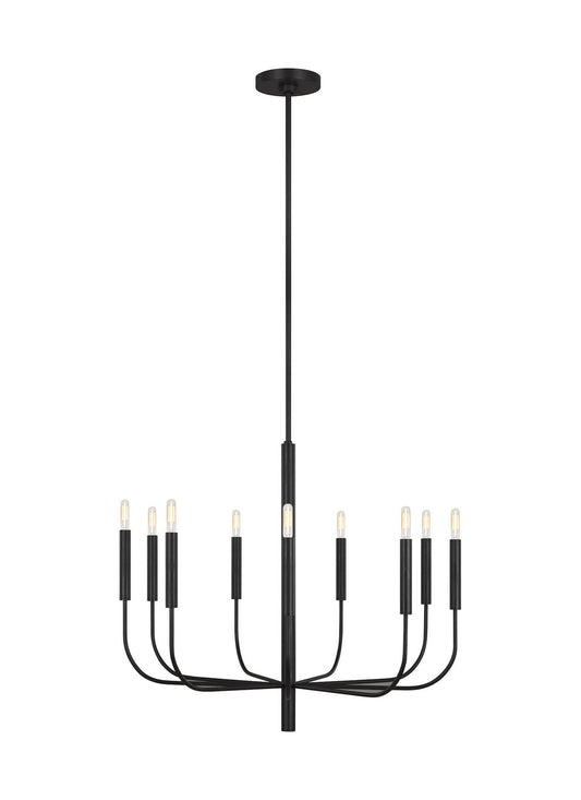 Brianna Nine Light Chandelier in Aged Iron