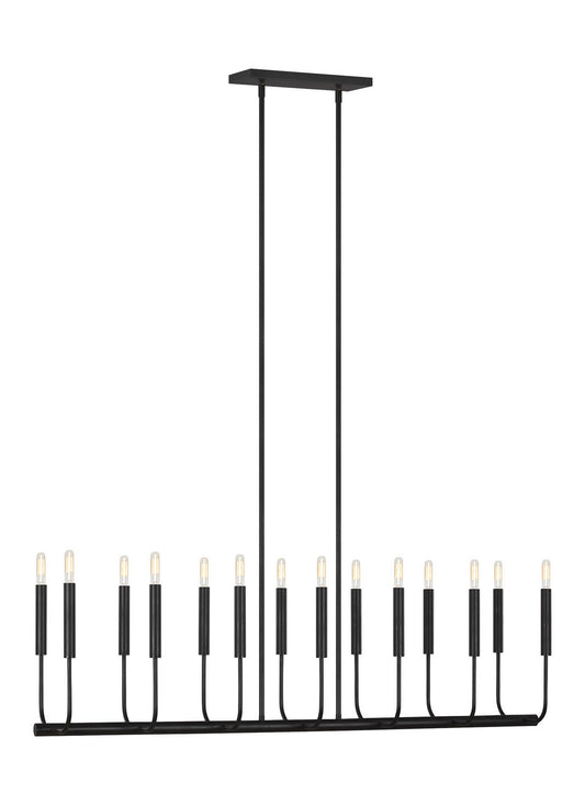 Brianna 14 Light Linear Chandelier in Aged Iron
