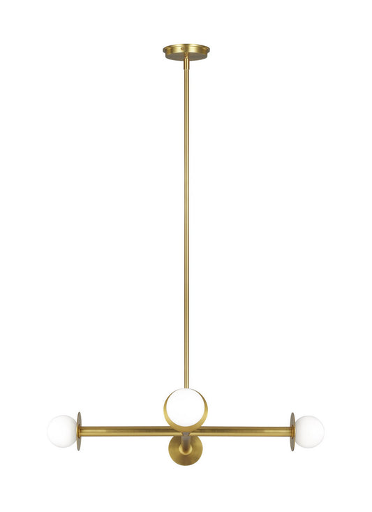 Nodes Four Light Chandelier in Burnished Brass