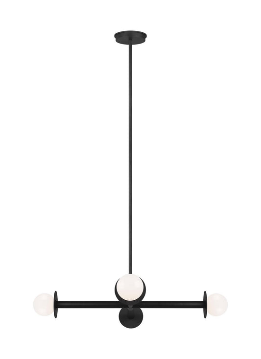 Nodes Four Light Chandelier in Midnight Black