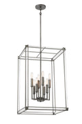 Langen Square Eight Light Pendant in Antique Nickel