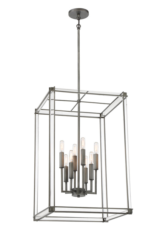 Langen Square Eight Light Pendant in Antique Nickel