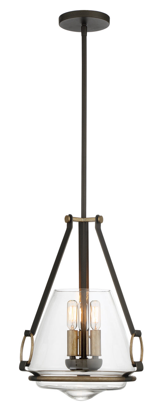 Eden Valley Three Light Pendant/Semi Flush Mount in Smoked Iron And Aged Gold