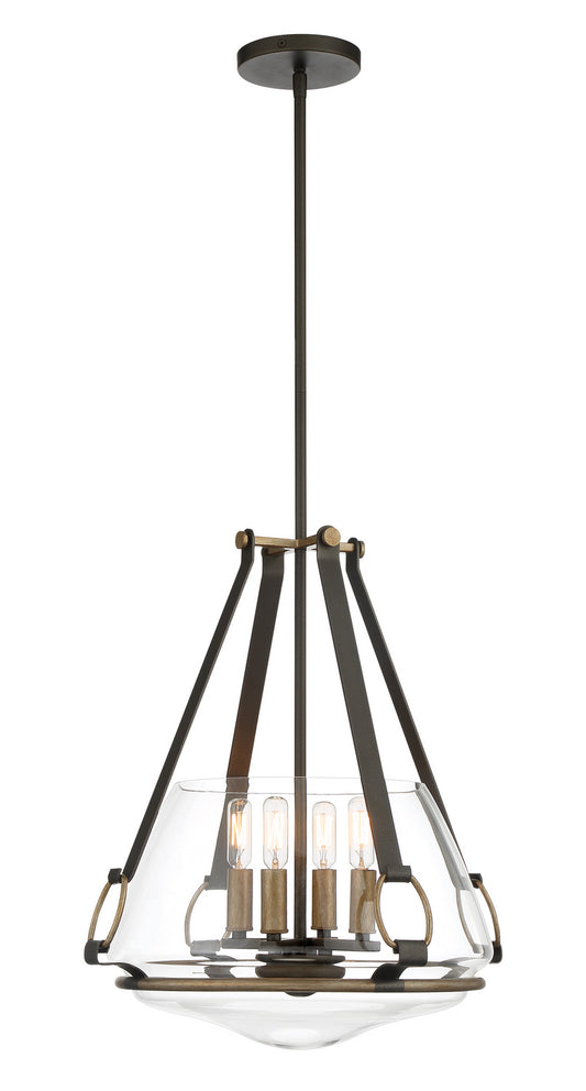 Eden Valley Four Light Pendant/Semi Flush Mount in Smoked Iron w/Aged Gold