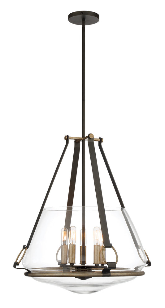 Eden Valley Five Light Pendant/Semi Flush Mount in Smoked Iron w/Aged Gold