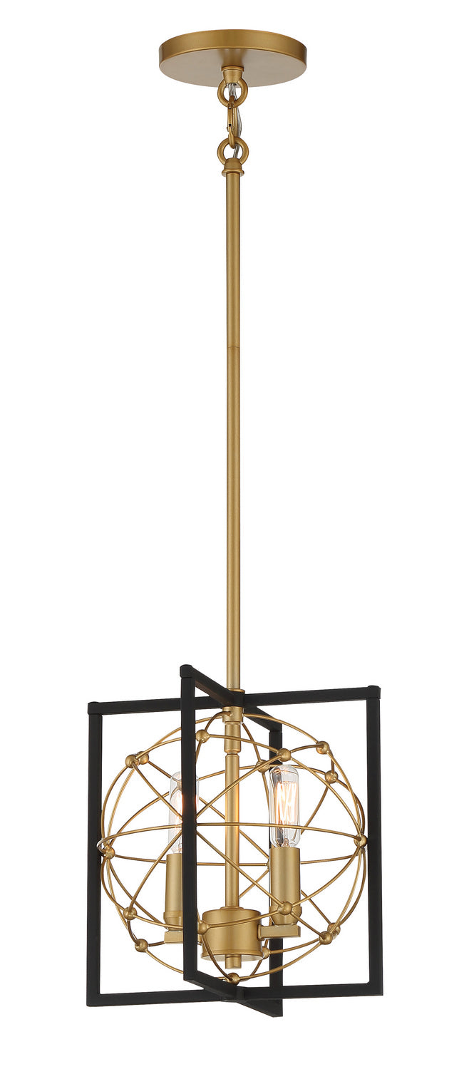Titans Trace Two Light Mini Pendant in Sand Coal w/Painted Honey Gold