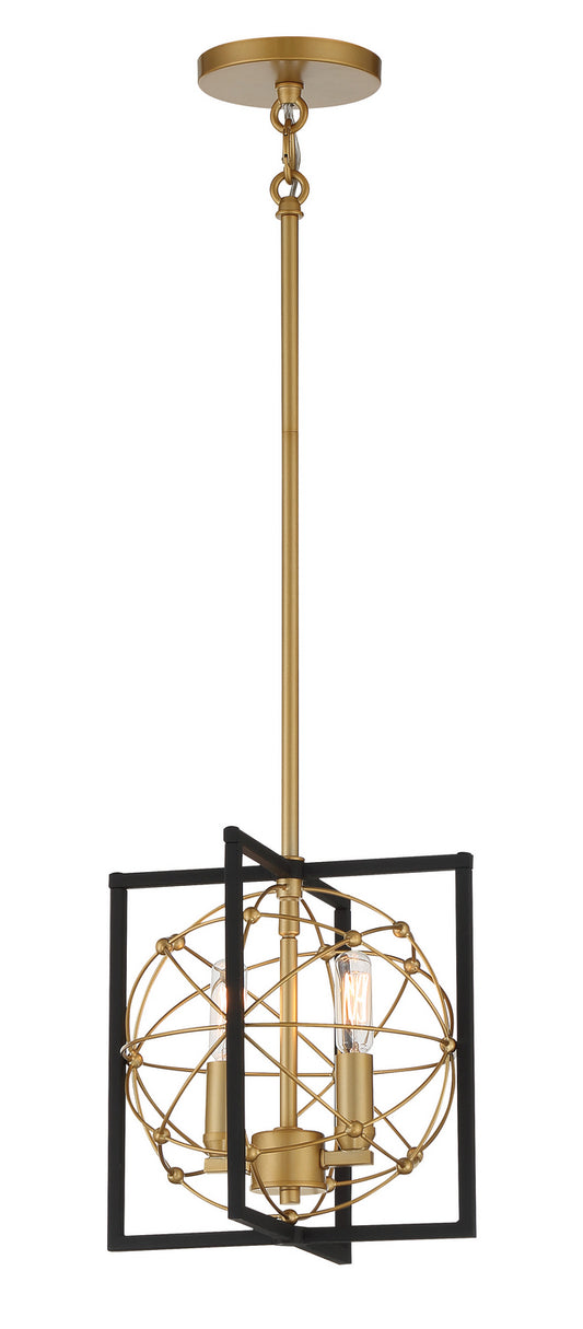 Titans Trace Two Light Mini Pendant in Sand Coal w/Painted Honey Gold