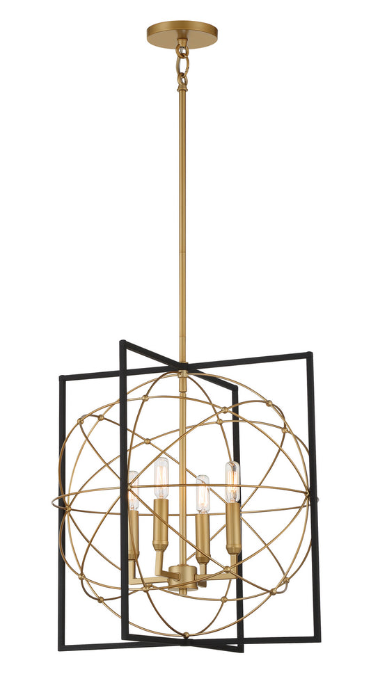 Titans Trace Four Light Pendant in Sand Coal w/Painted Honey Gold