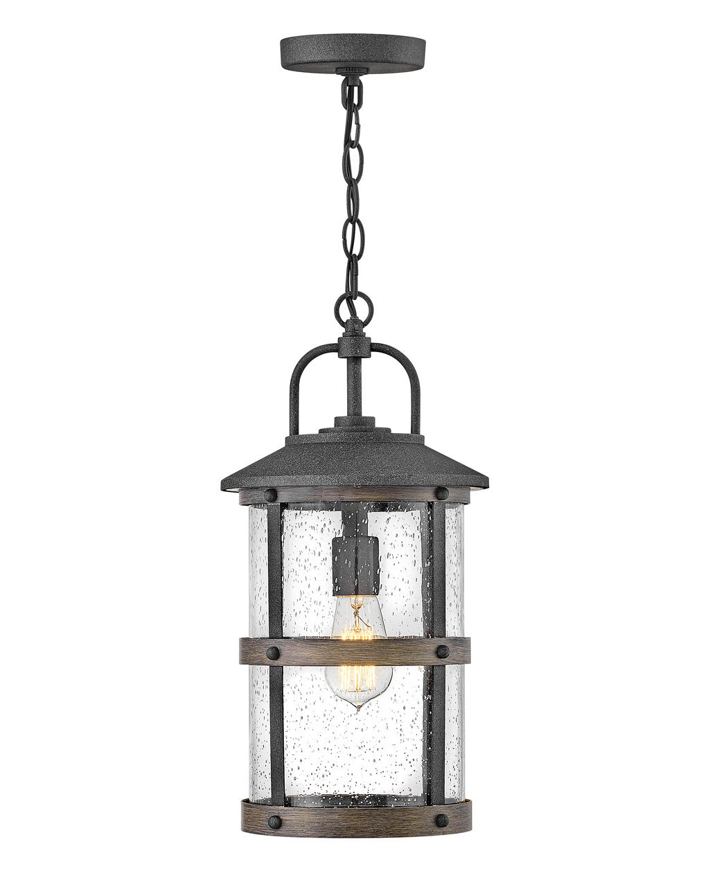 Lakehouse LED Hanging Lantern in Aged Zinc