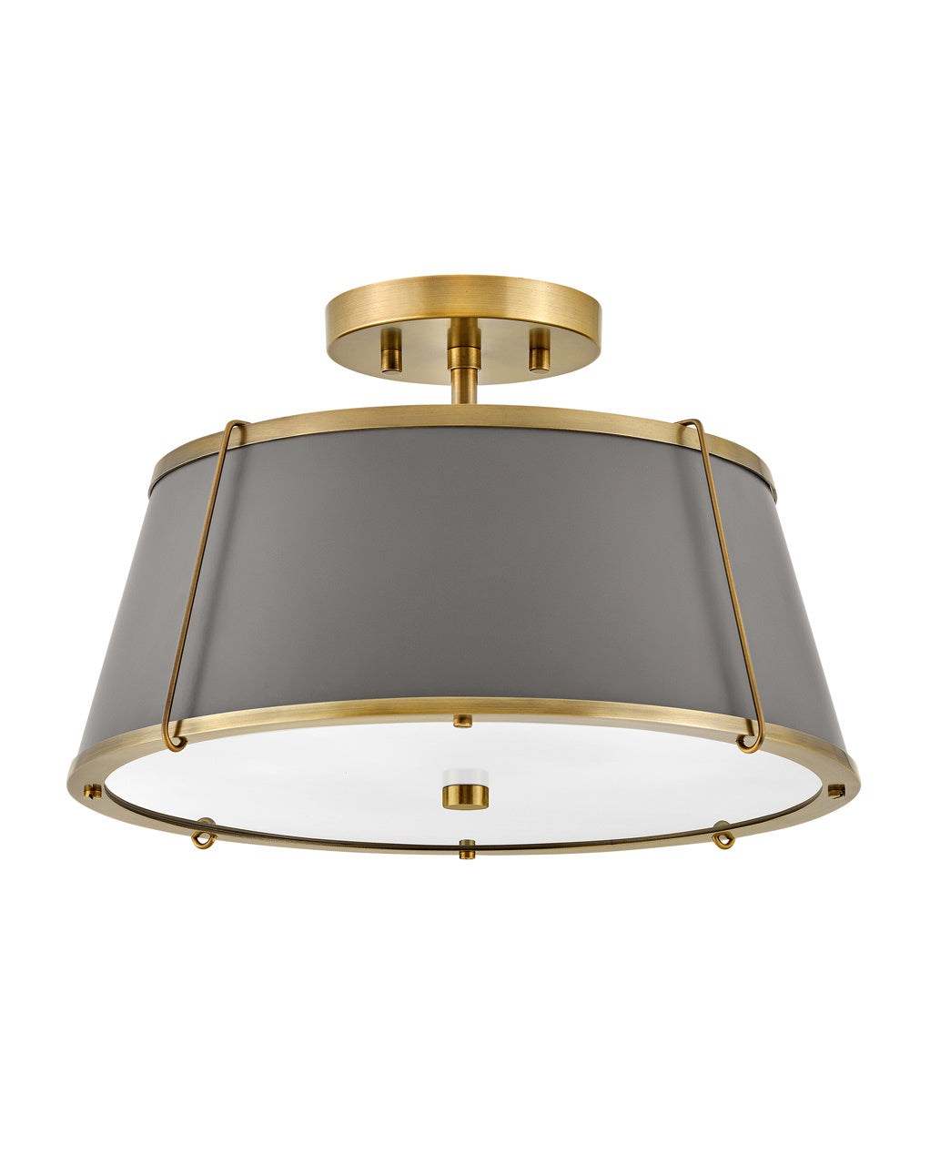Clarke LED Semi-Flush Mount in Lacquered Dark Brass