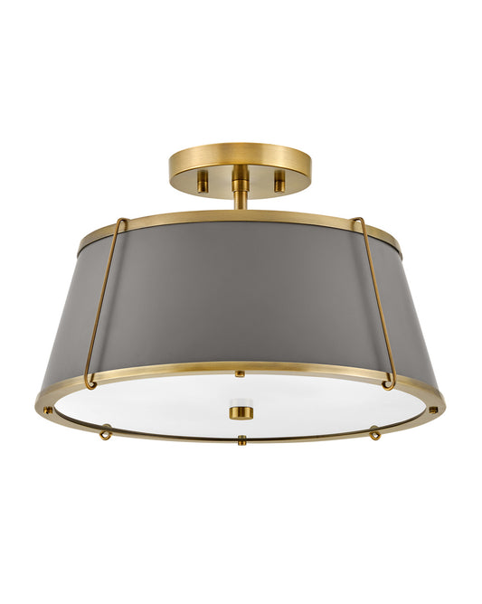 Clarke LED Semi-Flush Mount in Lacquered Dark Brass