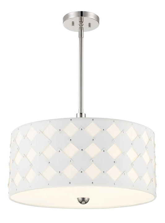 Patchwork Three Light Pendant in Polished Nickel