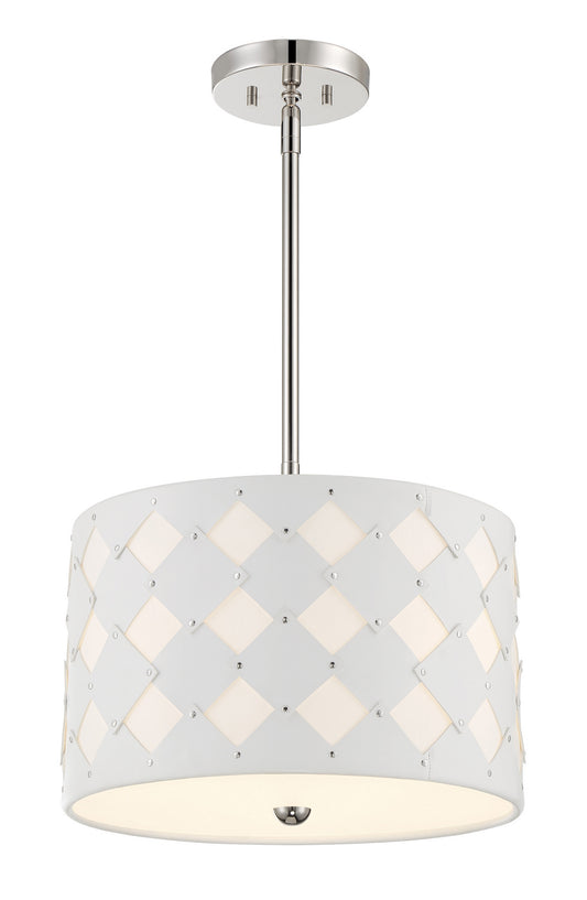 Patchwork Three Light Pendant in Polished Nickel