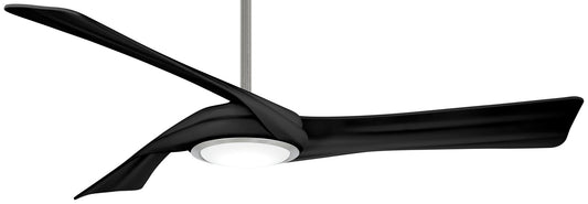 Curl 60"Ceiling Fan in Brushed Nickel With Coal Blades
